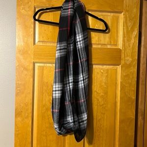 Black, Gray, Dark Red, White Infinity Scarf